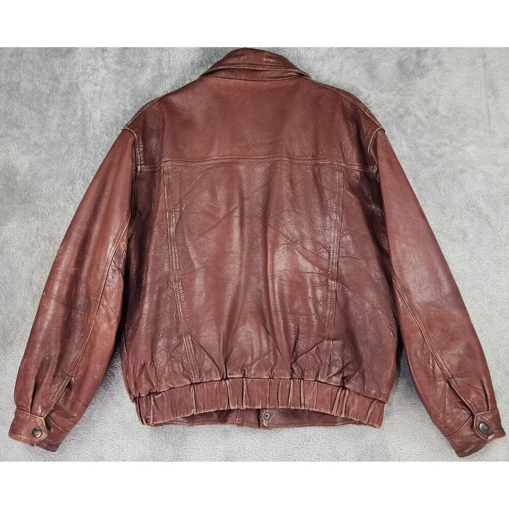 Telegraph by Cooper Leather Jacket Mens Size 40 Brown Full Zip Vintage Bomber - Picture 2 of 16
